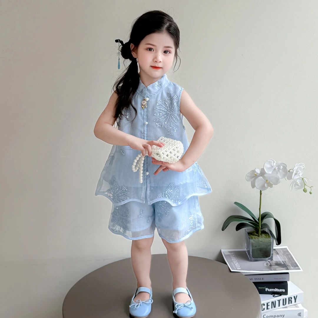 女童夏季套装新中式2025新款儿童汉服童装女孩夏装女小童国风衣服