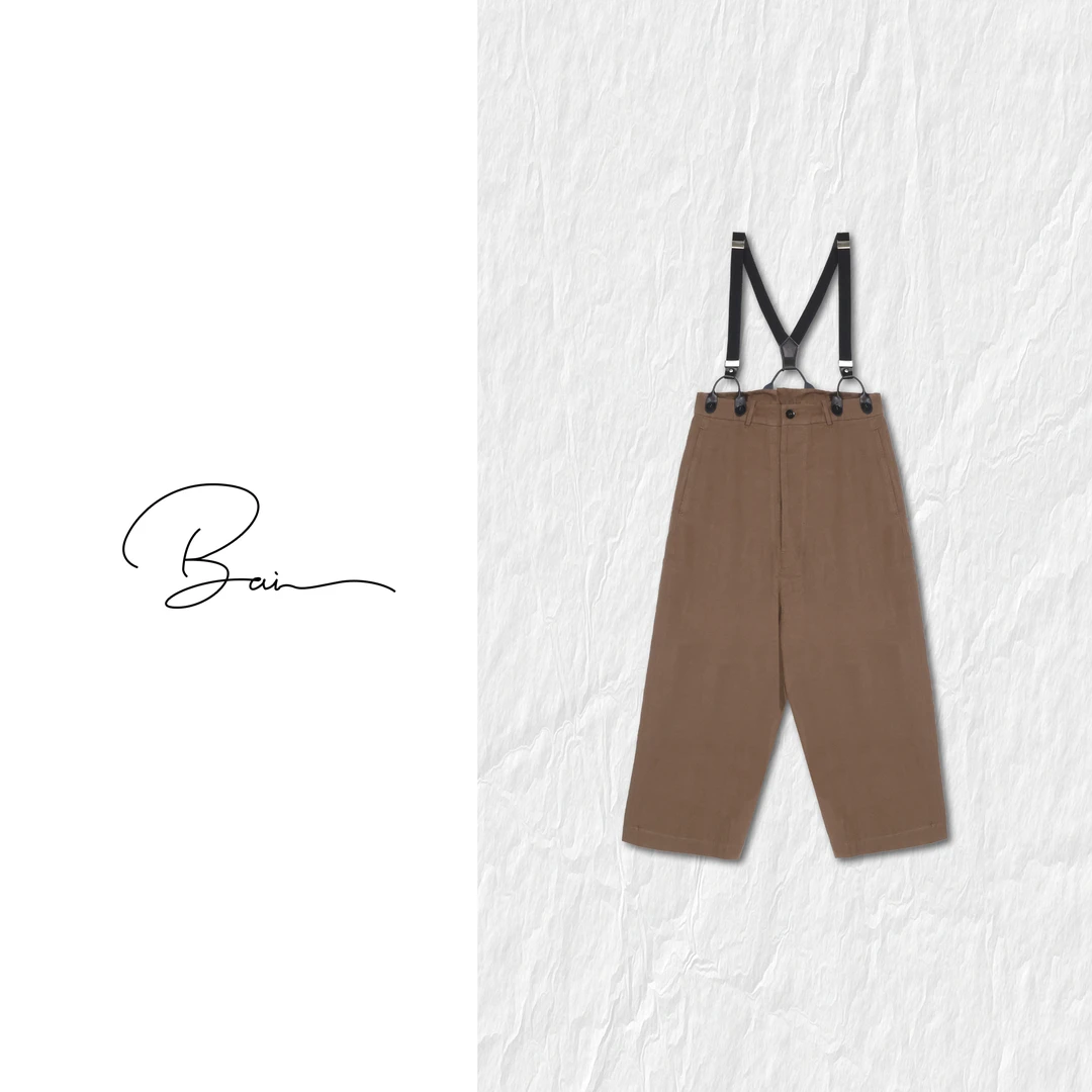 TXB “英伦故事下”定制亚麻棉高腰真*皮背带扣百搭休闲裤XB-7581