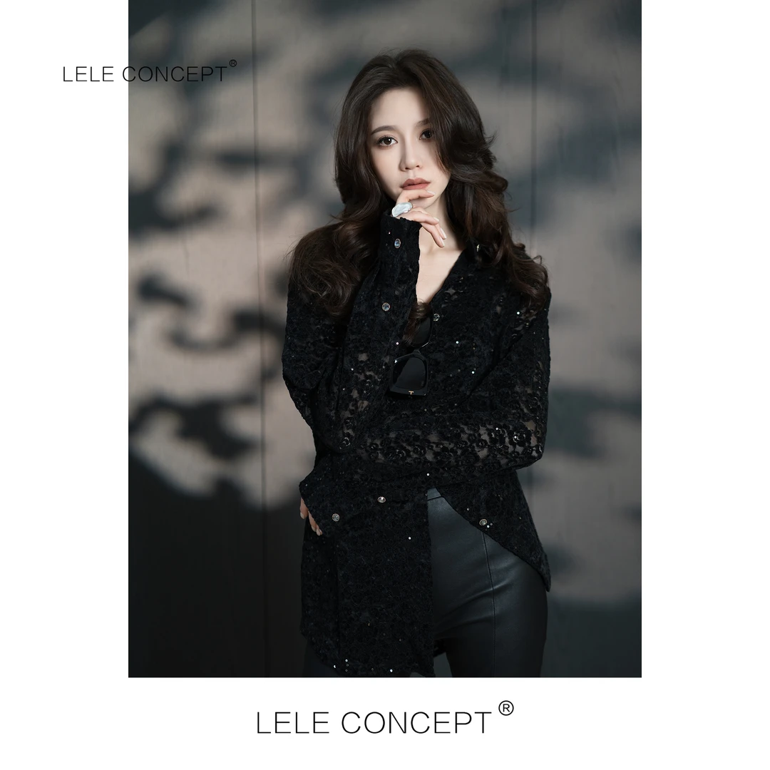 LELE CONCEPT丨重工设计师款亮片衬衫S0706