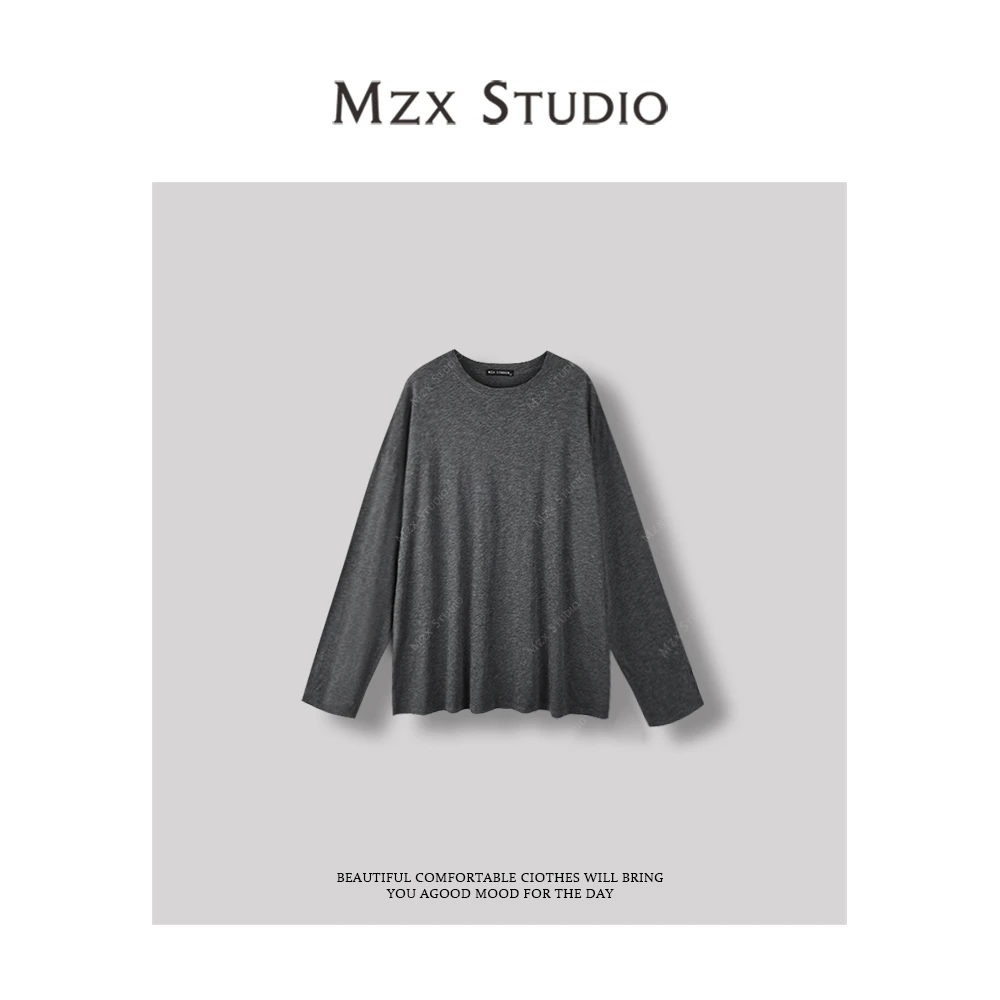 MZX 【长袖大版型】定制面料系列宽松圆领棉T恤 SY8133-F