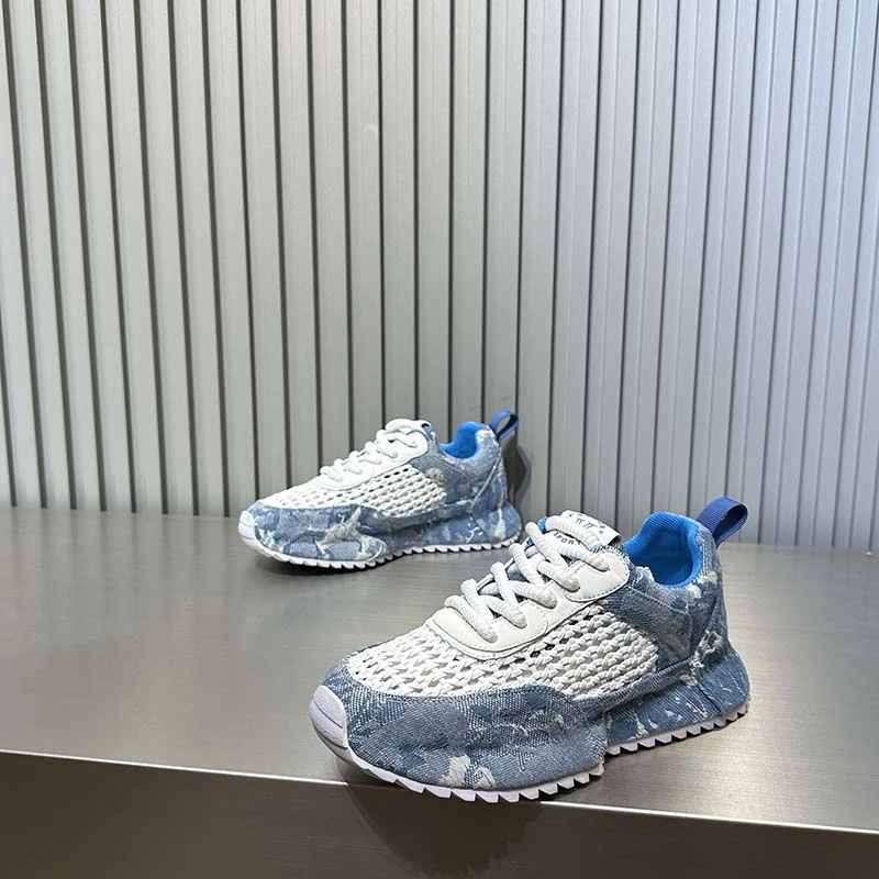 网红时尚轻奢印花包底休闲鞋2025年夏季款编织透气网面耐磨运动鞋