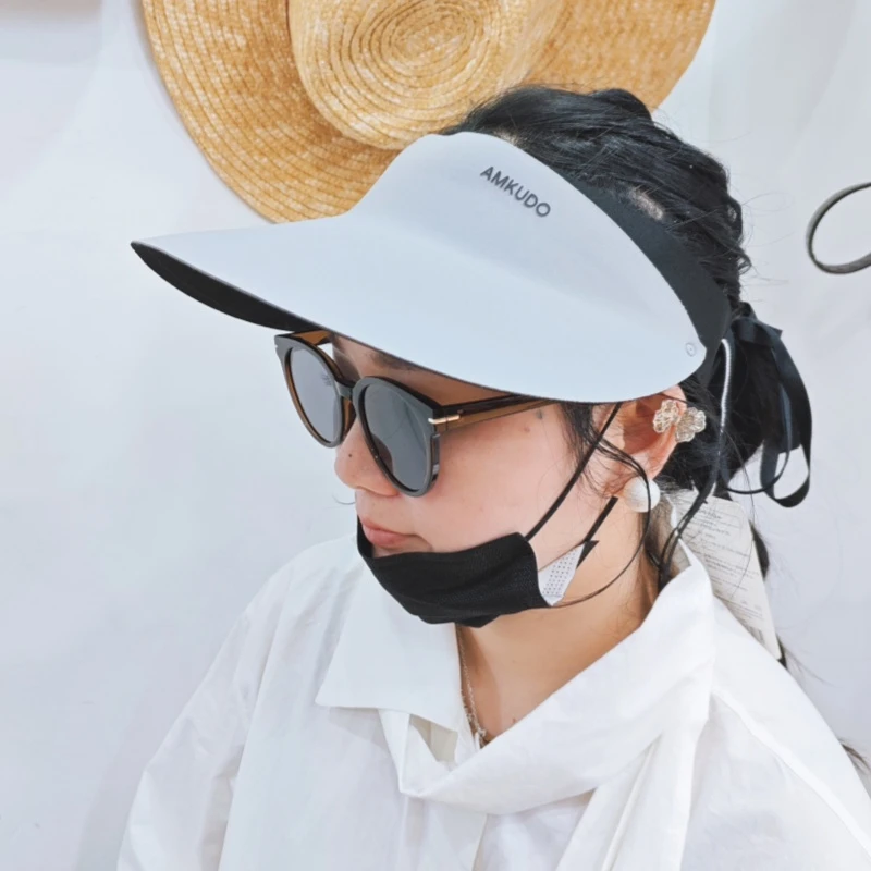 神帽!日本AMKUDO成人宽檐空顶防晒帽专业UPF50+遮阳帽出游不闷