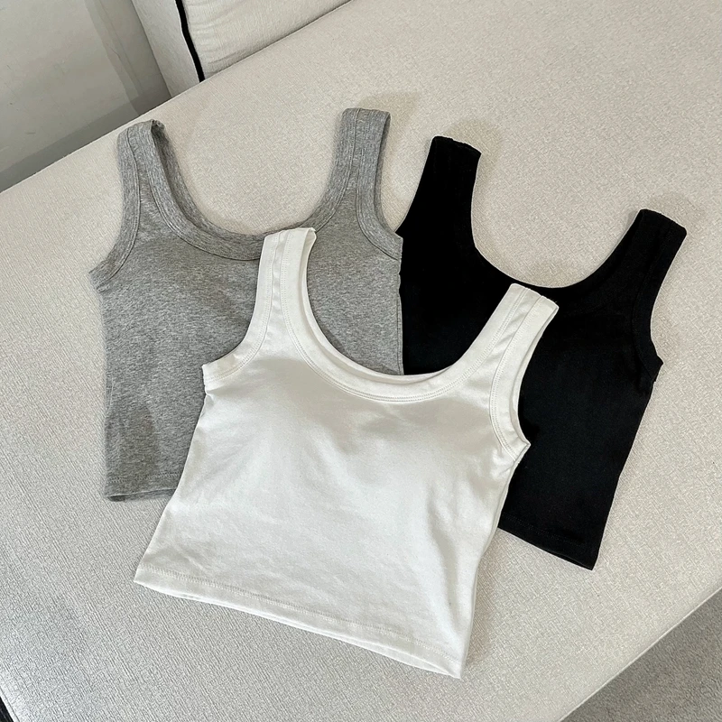 美式甜酷短款带胸垫背心吊带女夏外穿遮副乳内搭运动美背纯欲上衣