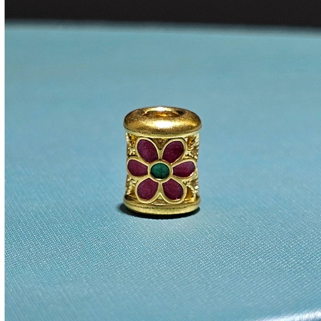 明牌珠宝楼哥甄选足金999珐琅彩路路通 转运珠 桶珠硬金卡