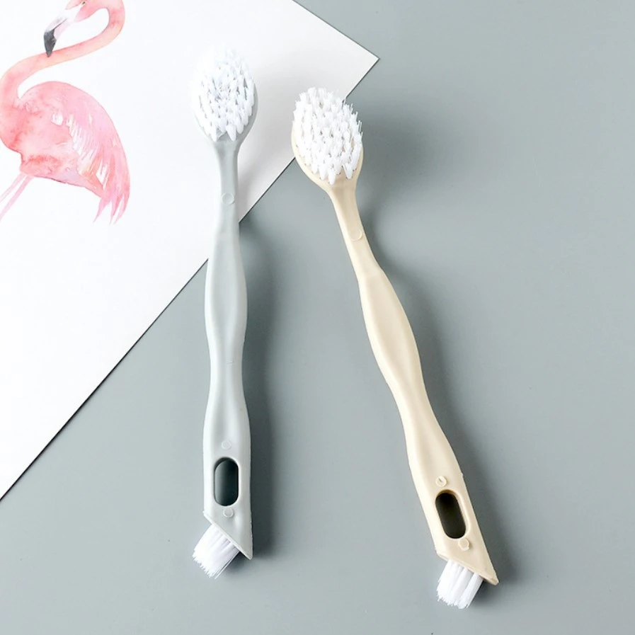 家用刷子 软毛双头小白鞋刷 长柄婴儿清洁鞋刷 小孩去污双头鞋擦