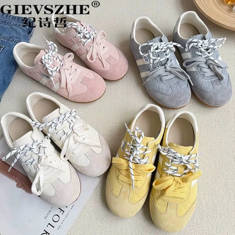 纪诗哲复古百搭德训鞋女秋季新款双鞋带透气秋季女款软底轻便德训