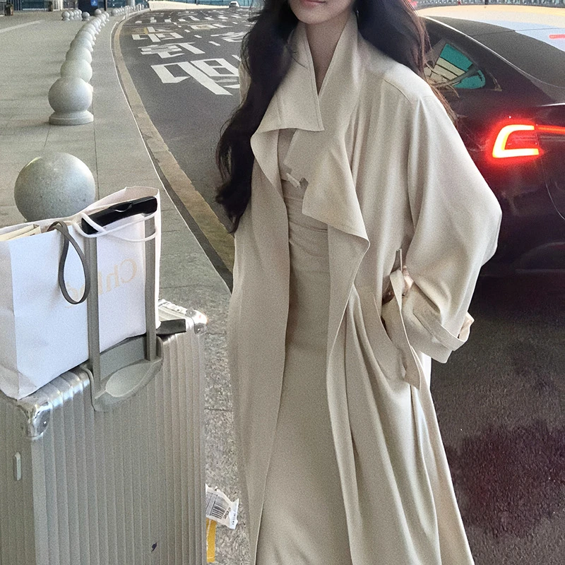 现货 【露丝风衣】立领长款气质垂感风衣外套女氛围感秋季新款