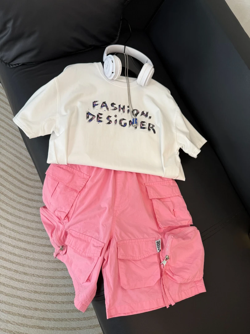 【光头包】2025男童夏季韩版百搭字母休闲洋气印花潮流套装