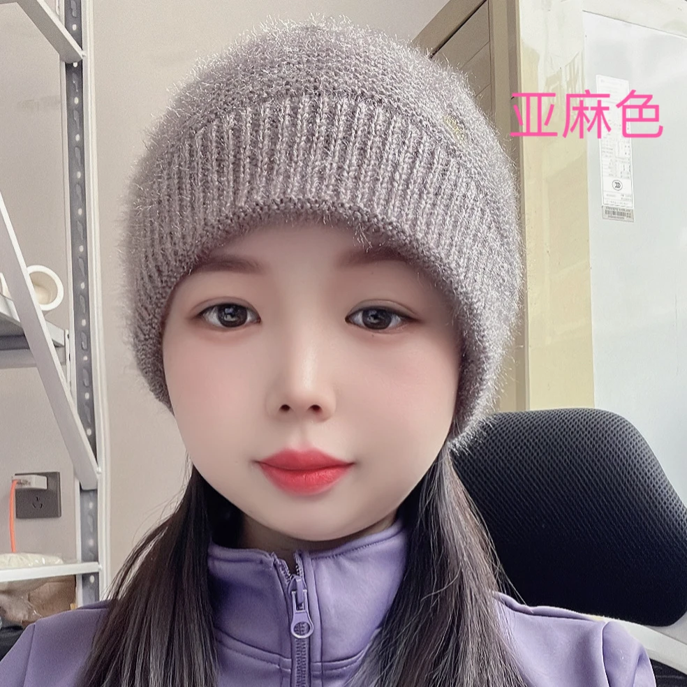 （菱形）秋冬季新款女士时尚百搭防风树叶双层加厚针织保暖帽