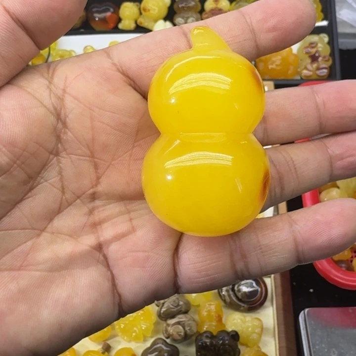 琥珀未镶嵌颈饰胶皮料大葫芦