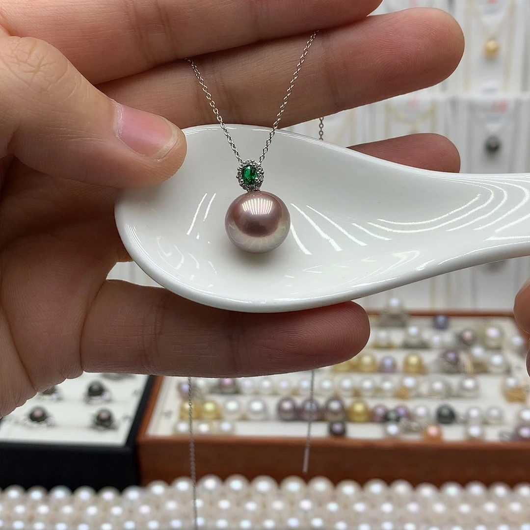 淡水珍珠银S925镶嵌吊坠(赠链)