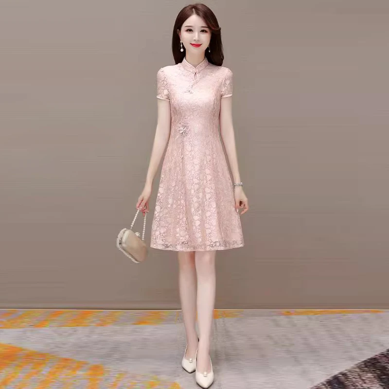 品牌小个子改良旗袍连衣裙女夏2025年轻款高端气质喜妈妈婚宴礼服