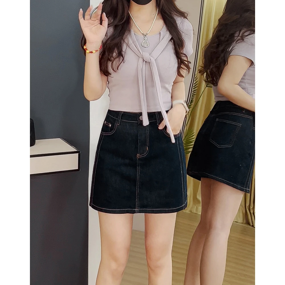 0647高腰牛仔半身裙女夏季2025新款a字裙小个子辣妹包臀裙短裙子