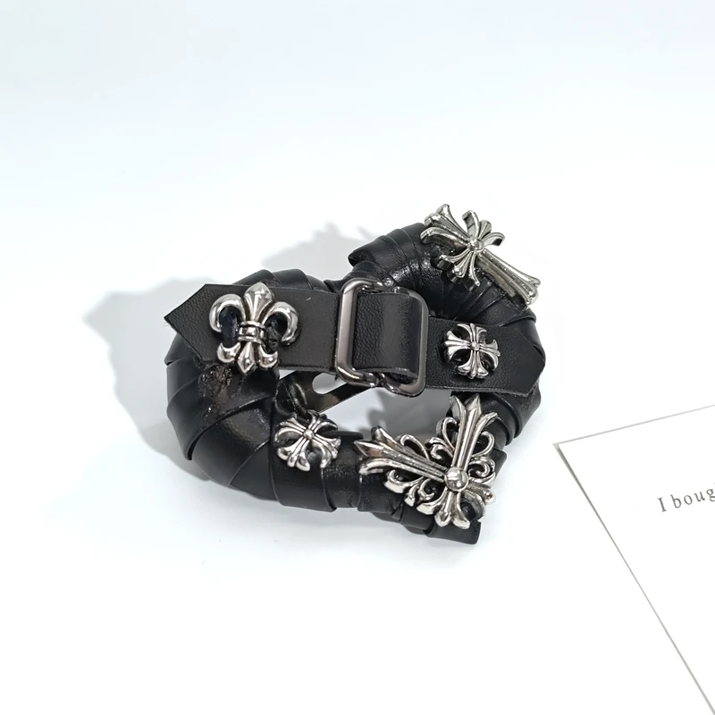 F112高级时尚潮流爱心十字皮带个性发夹