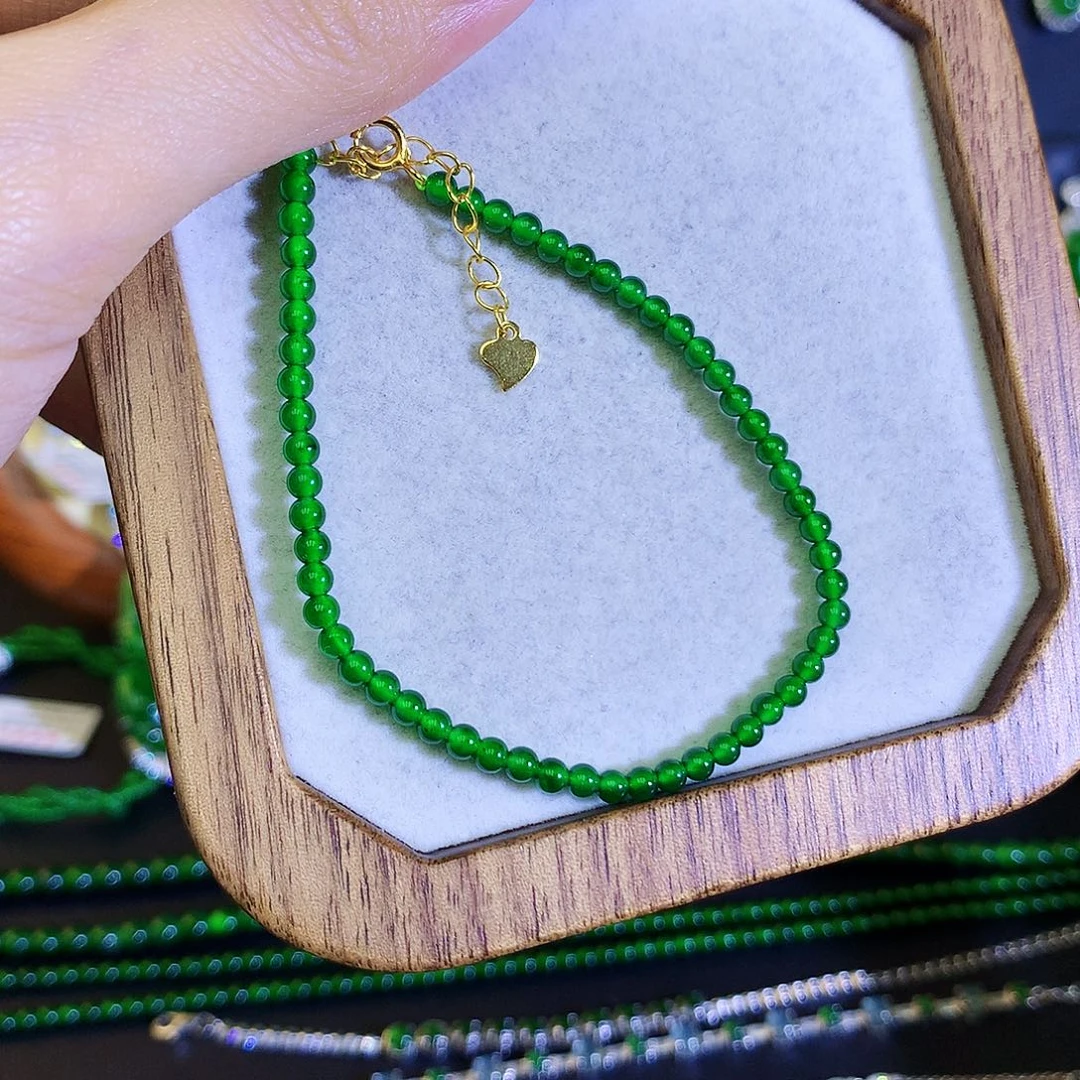 翡翠手链银S925镶嵌天然翡翠手链