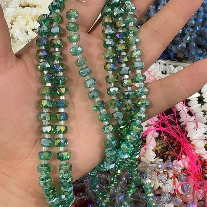 玛瑙/玉髓合金珠宝半成品一条7mm绿色算盘