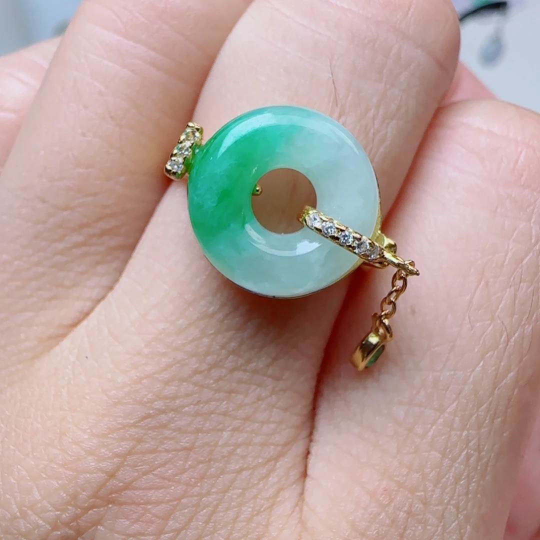 翡翠戒指银S925镶嵌爱**初活口戒指