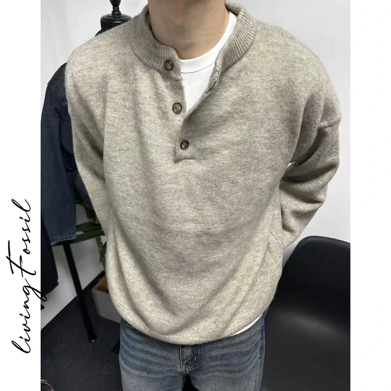 秋冬新款潮流亨利领针织衫Cleanfit舒适休闲宽松毛衣男女同款
