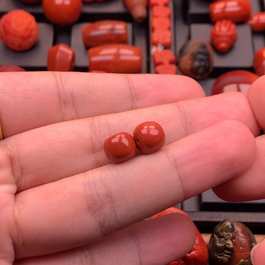 南红玛瑙未镶嵌南红川料原矿老型对珠9mm