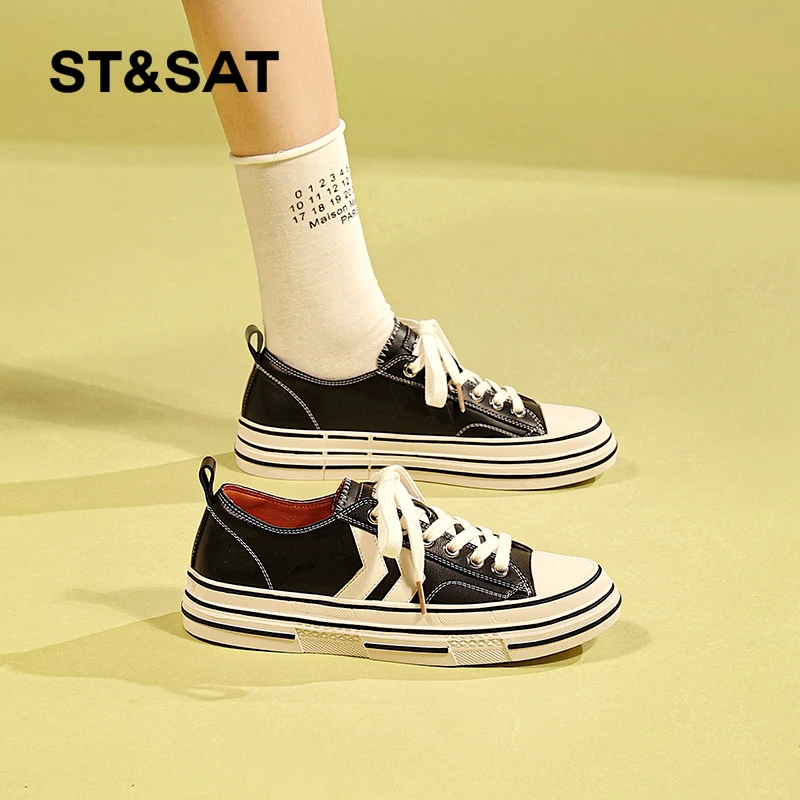 星期六2025春季新款轻便耐磨休闲板鞋女学生厚底时尚百搭帆布鞋