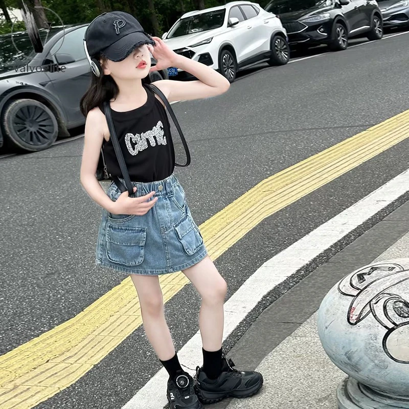 VALVOELITE女童牛仔裙裤儿童夏装新款新款时髦女孩短裤夏季裤子潮