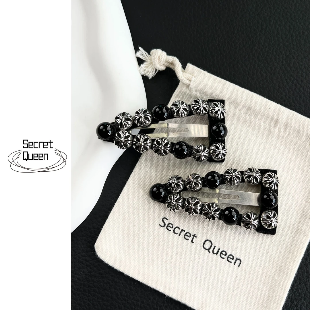 小众设计秋冬新款黑球小克bb夹发夹一对