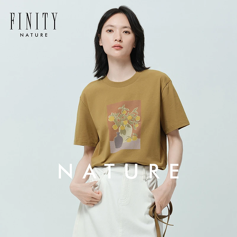 【籽言专属】FINITY T恤夏新款简约圆领休闲印花上衣 F21X3B59U1