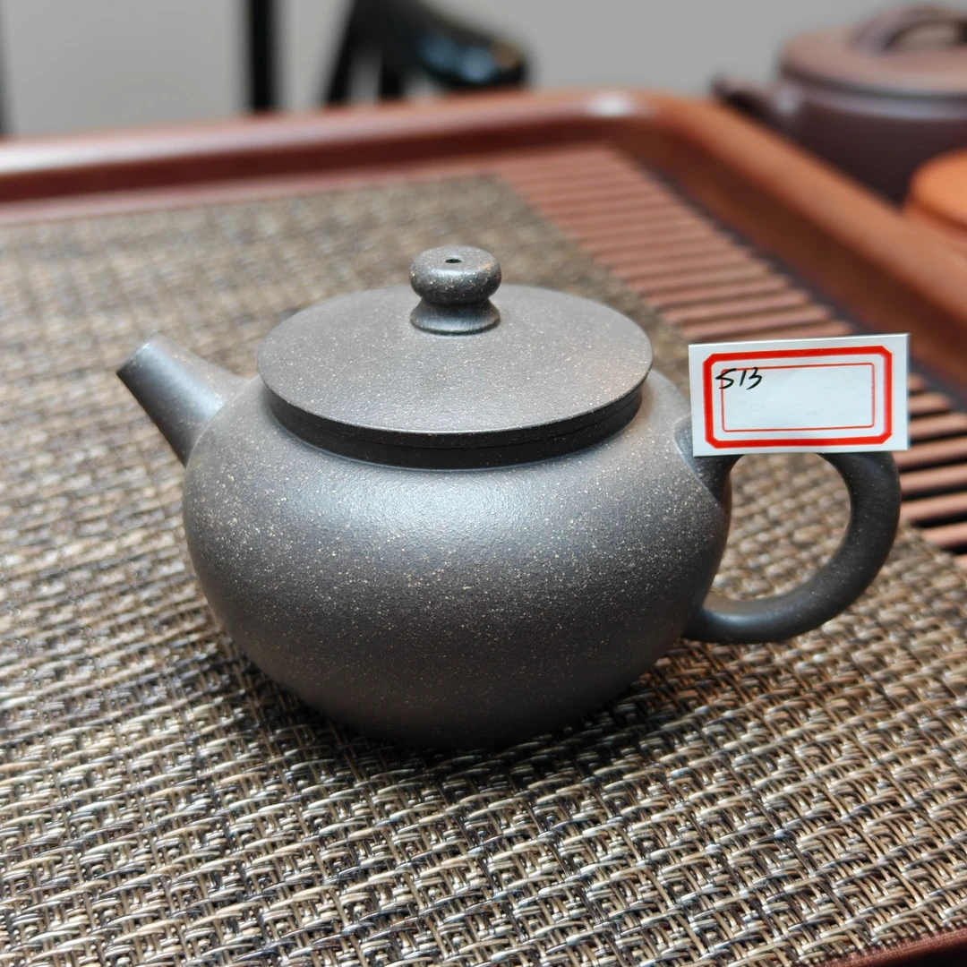S13巨轮120cc青灰紫泥全手工宜兴原矿紫砂壶