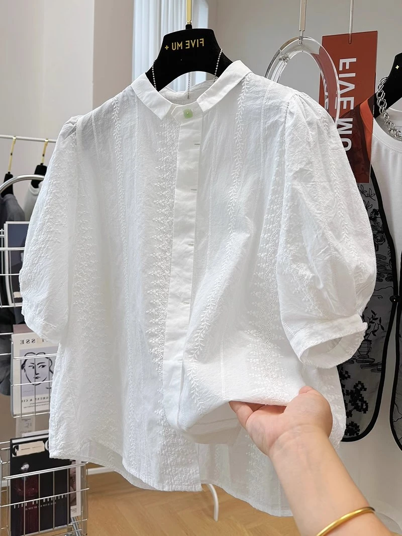 【全额运费补贴】重工气质夏季女装气质显瘦小众宽松休闲衬衫纯棉