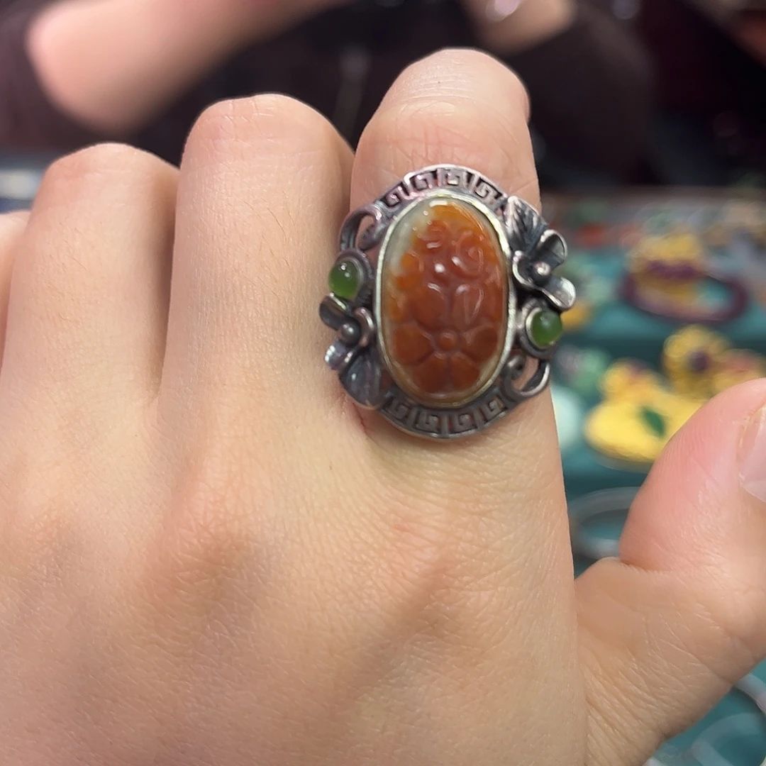 翡翠银S925镶嵌戒指