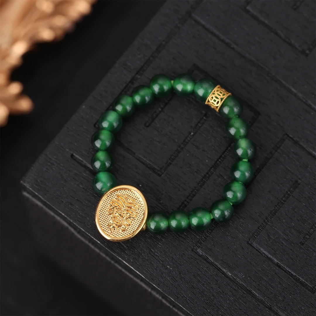 【来福原创】18k金扎基拉姆盘缠扣翡翠戒指翡翠戒圈小米珠