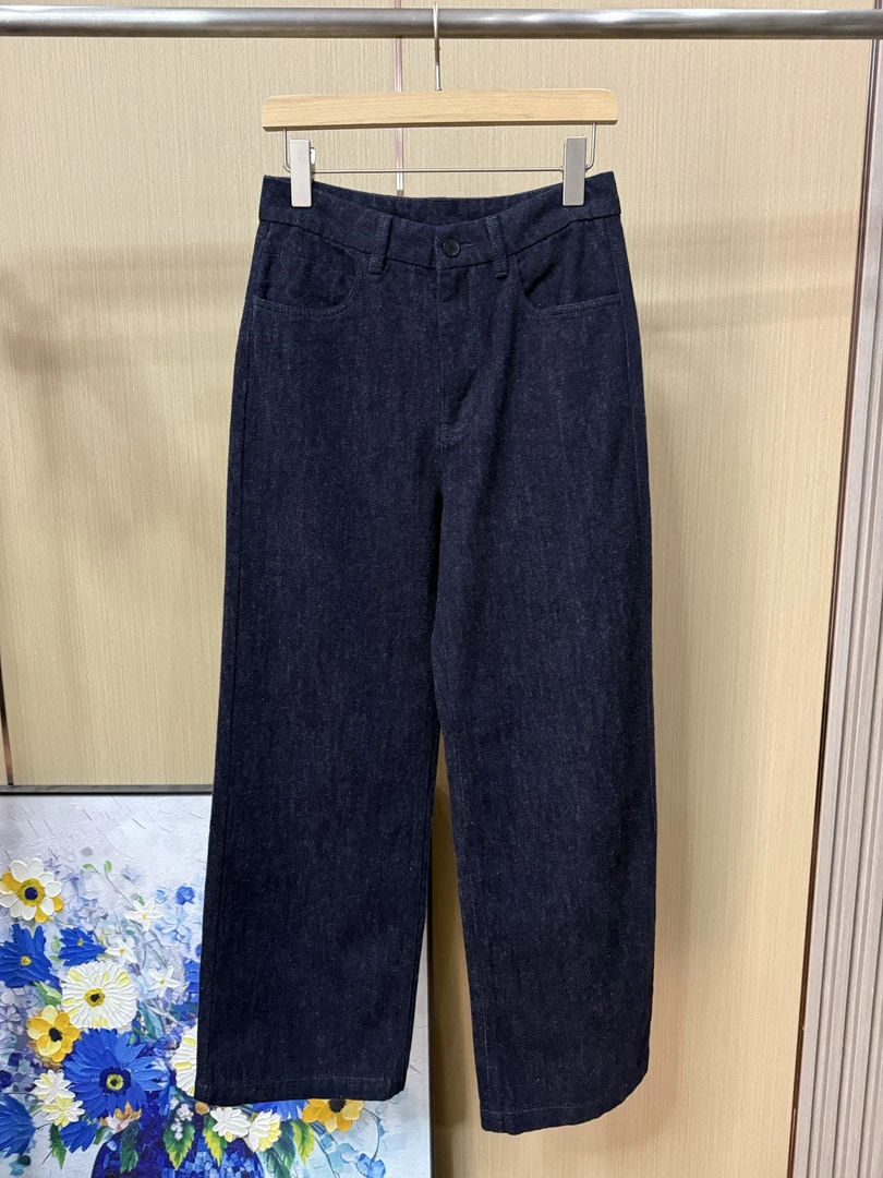 高腰羊毛混纺牛仔裤裤子阔腿百搭宽松休闲裤纯色（不能机洗新款）