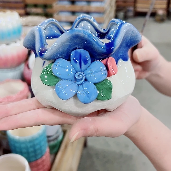 有孔.凑满10元发货多肉陶瓷花盆！