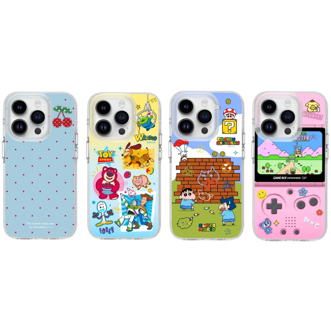 圆边气囊IMD工艺红砖涂鸦小新适用苹果16promax创意手机壳防摔