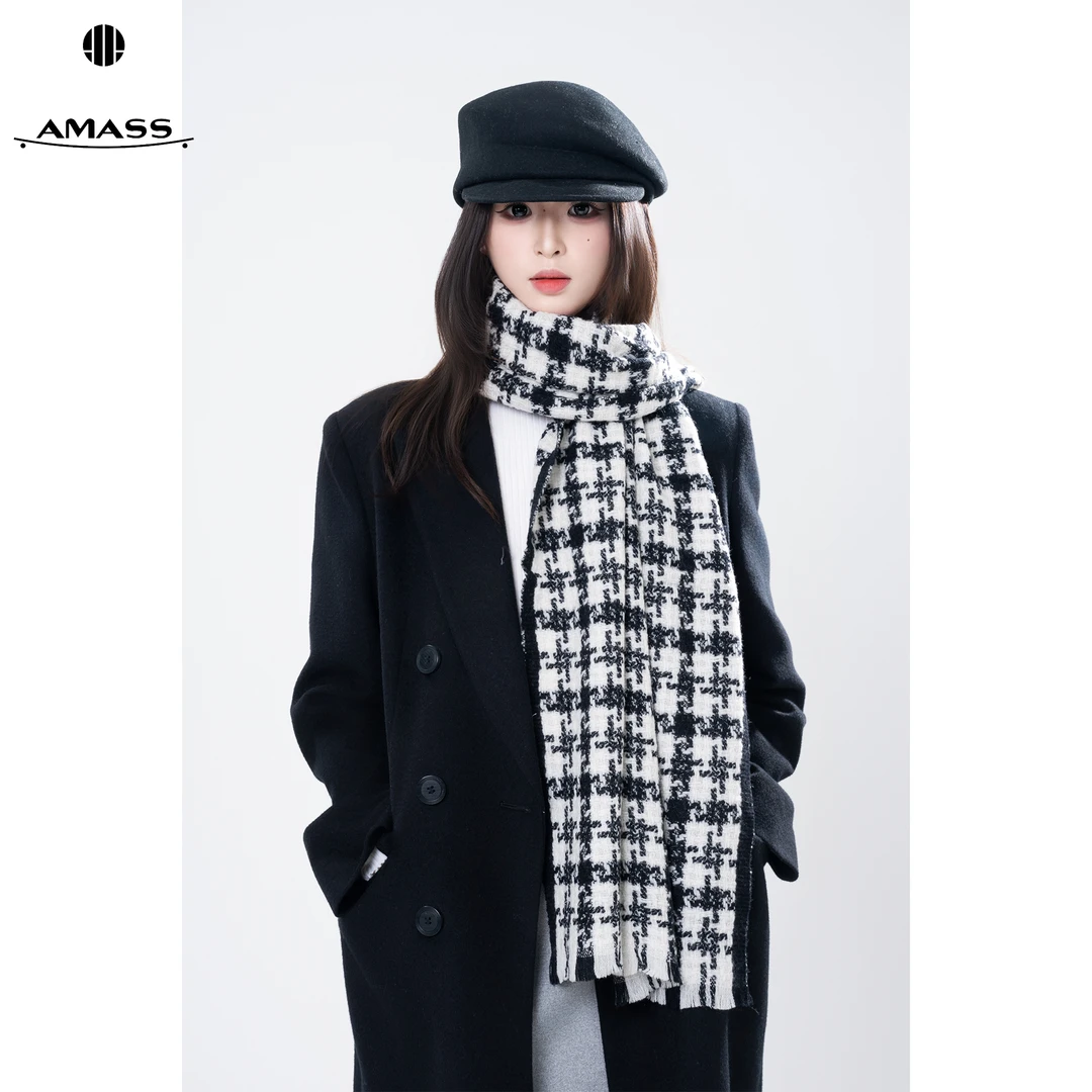 AMASS/阿玛施新款时尚气质简约格子围巾保暖围脖复古百搭 5800039