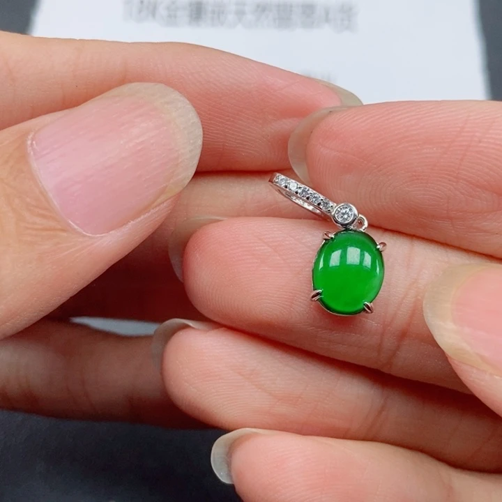 翡翠银S925镶嵌吊坠(不含链)