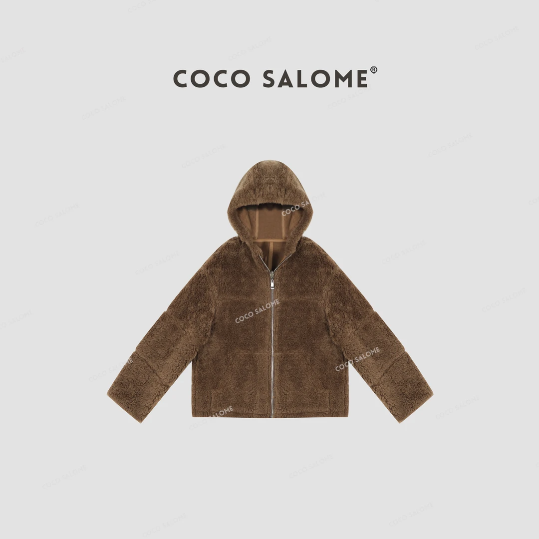 COCO SALOME⑥ 【太妃糖】冬季羊毛双面穿大衣女生高级毛毛外套0288