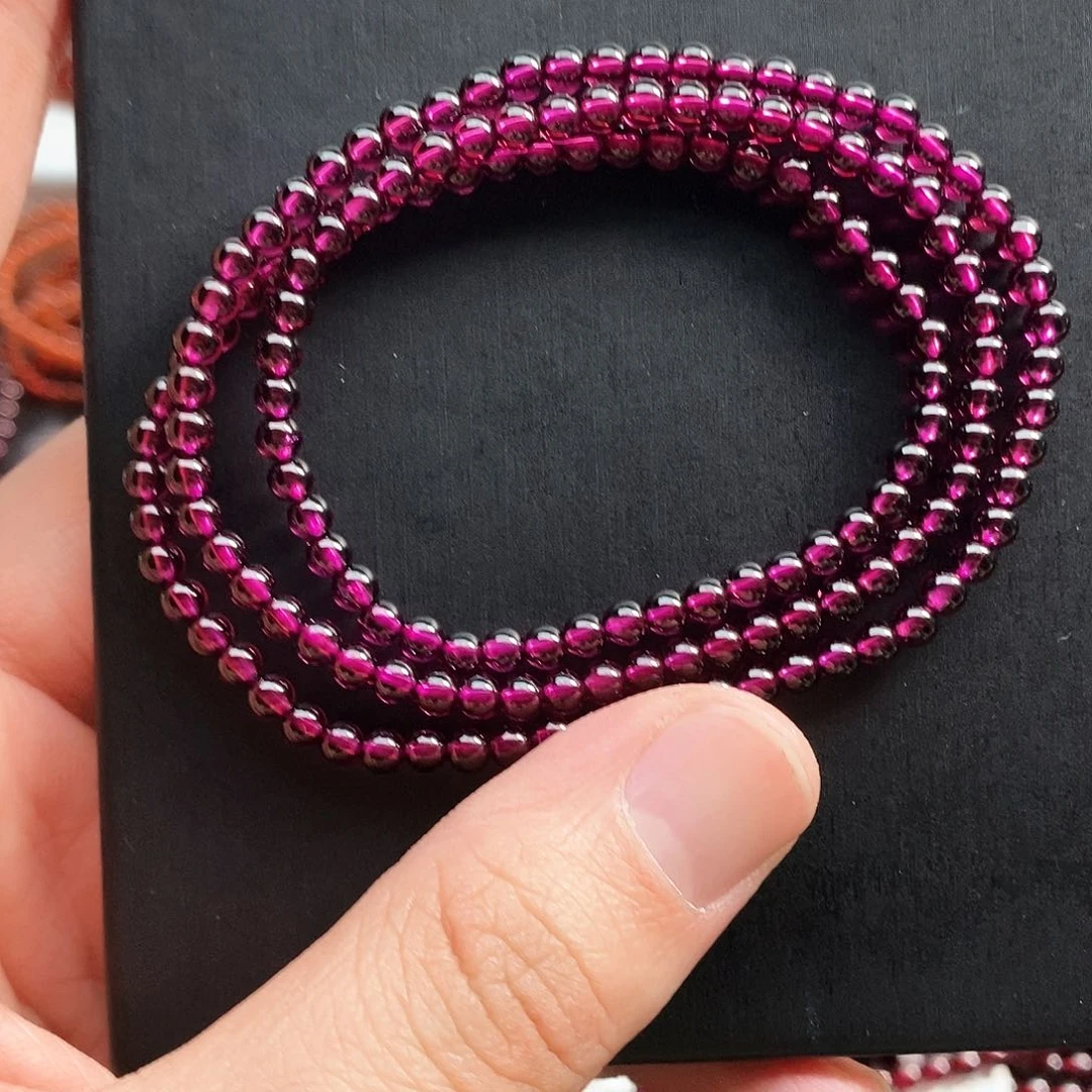 石榴石（紫牙乌）手链未镶嵌3.8mm精品9A