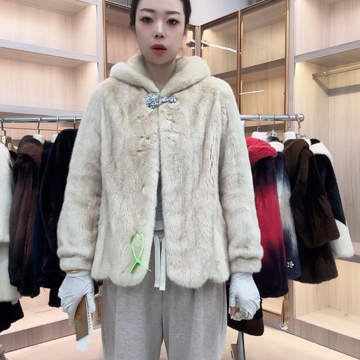 米色连帽貂皮yhp830