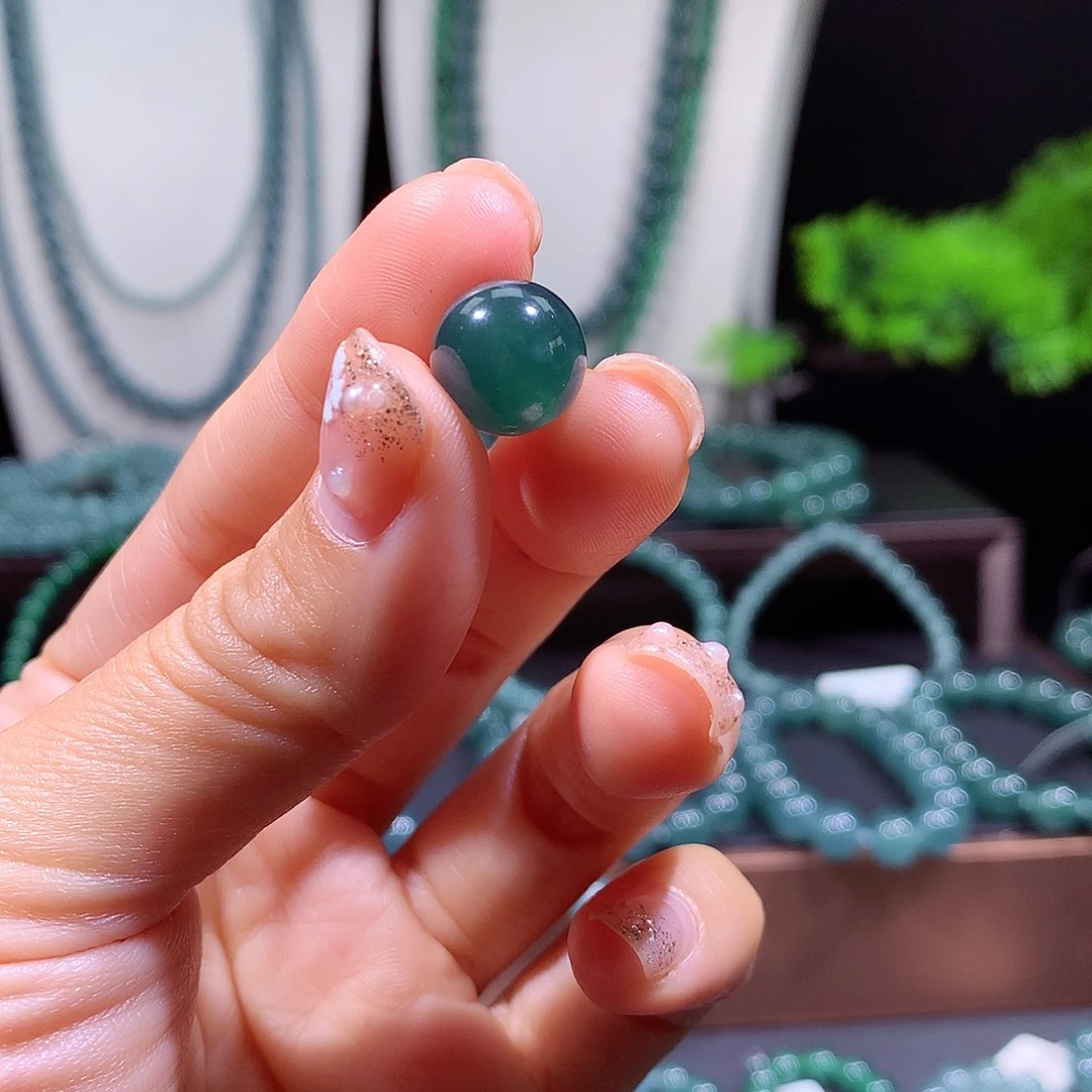 葉***秋翡翠未镶嵌手链天然a货翡翠单珠