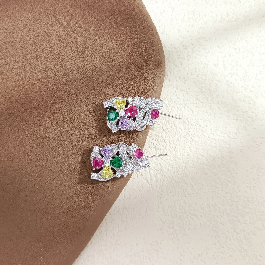 铜合金合成锆石耳饰 HLM-51202 耳饰百搭轻奢气质欧美欧美