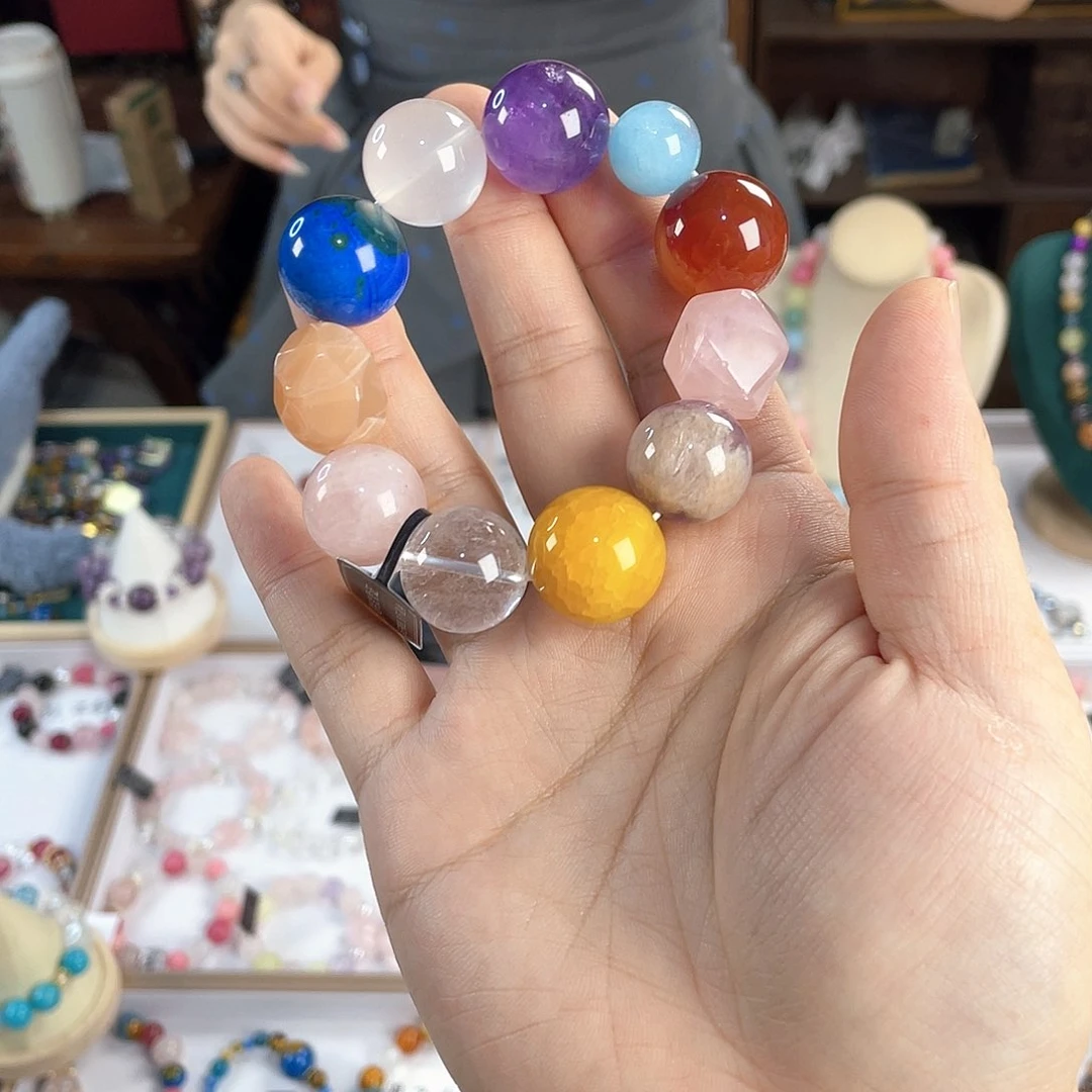 水晶手链银S925镀金镶嵌