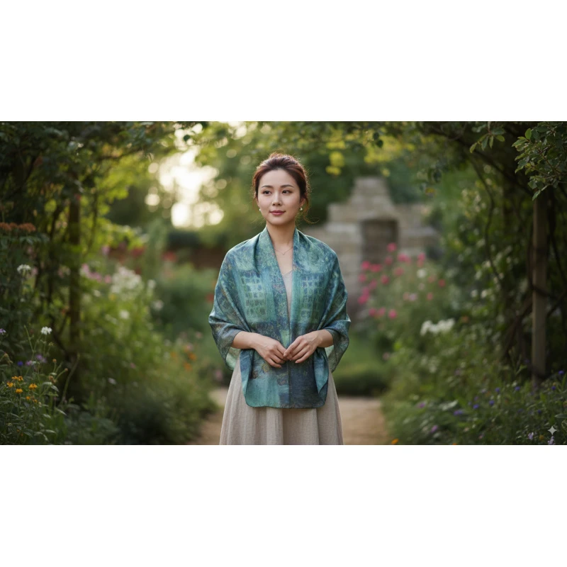 C179  绿色田野 围巾120*180左右