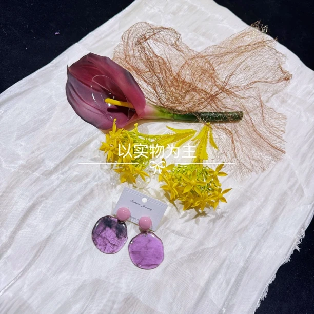 好柿｜468小众新娘新中式仿真花饰品紫色晨袍头饰