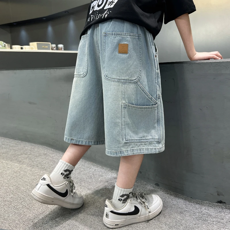 男童短裤夏装2025新款大童夏季牛仔儿童裤子薄款休闲男孩青少年潮