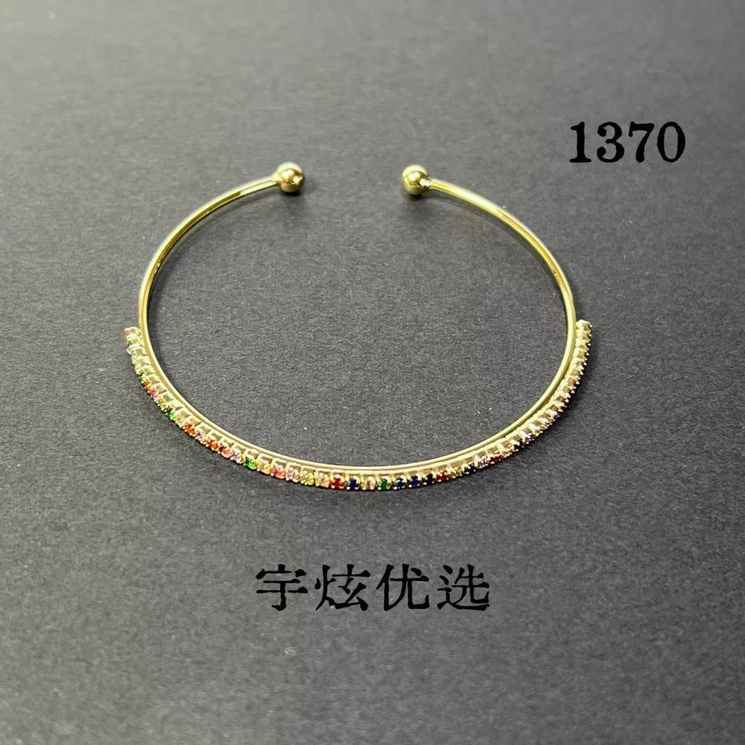 黄铜合成锆石手镯 时尚百搭手工小众黄色气质手镯金色1370