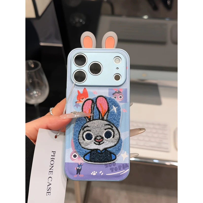 刺绣朱迪适用苹果17p手机壳16PM金属皮纹防摔小众华为p80小米17女