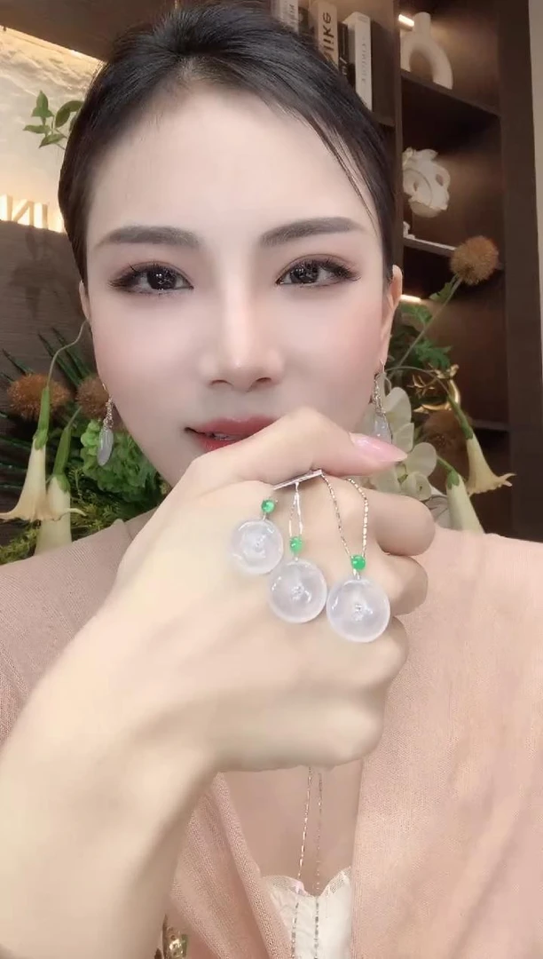 【云中意】18K金 翡翠平安扣吊坠（不含链）- 多样性发一mcl