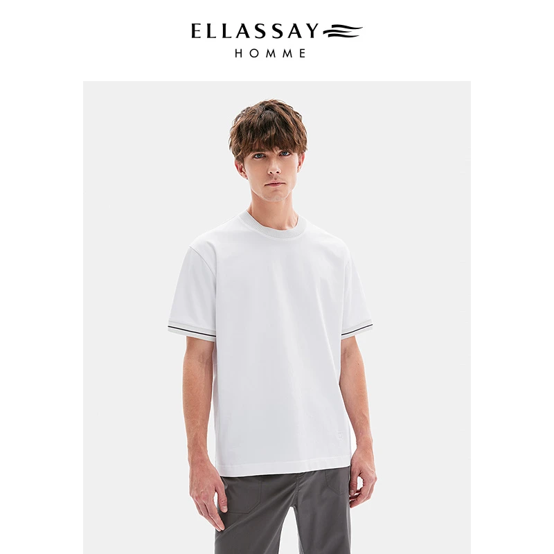 ELLASSAY歌力思男装25年新款天然100棉抗褶皱短袖T恤EME362Z03400