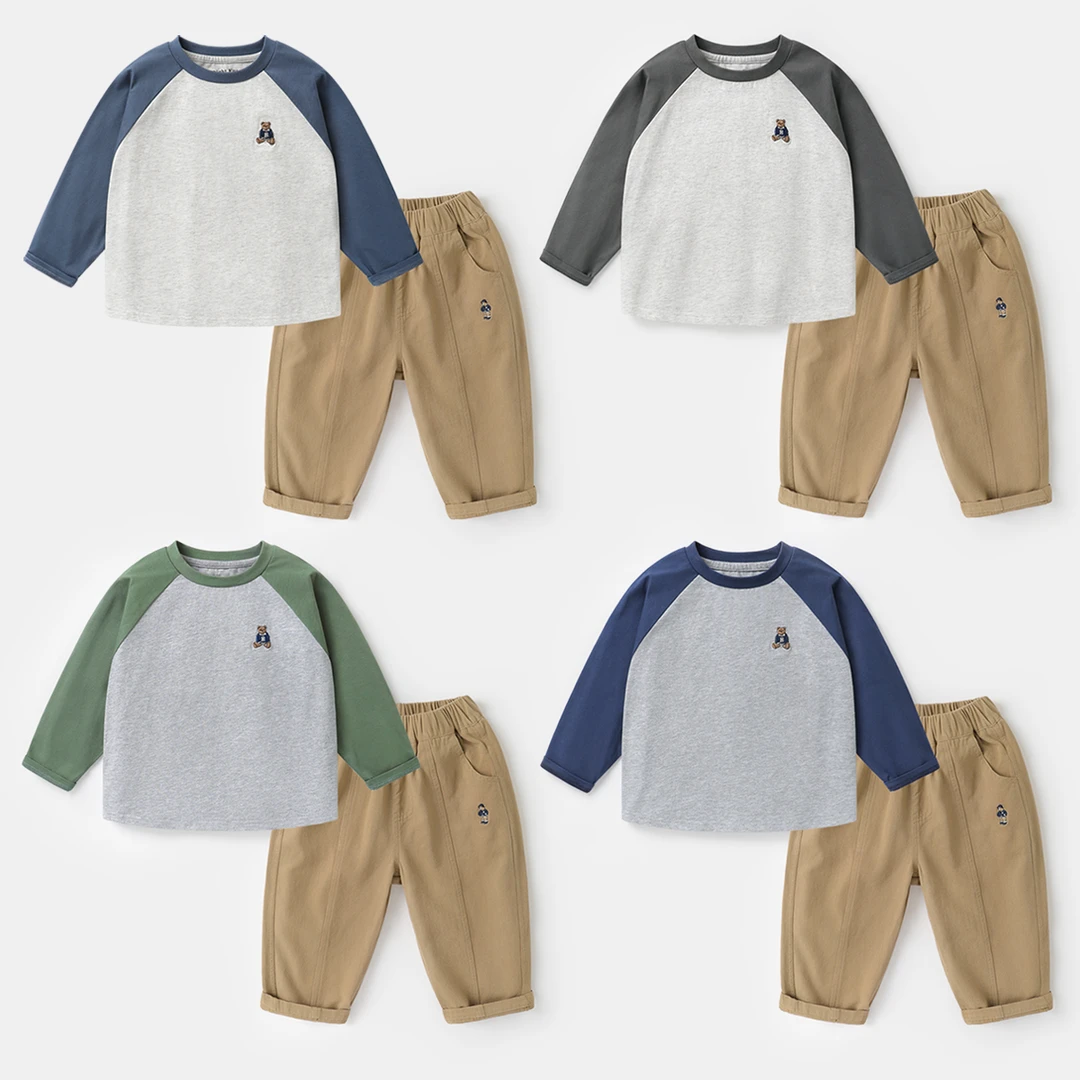 【春秋新品】男童休闲长袖T休闲裤套装儿童潮小童撞色春季洋气UZ795